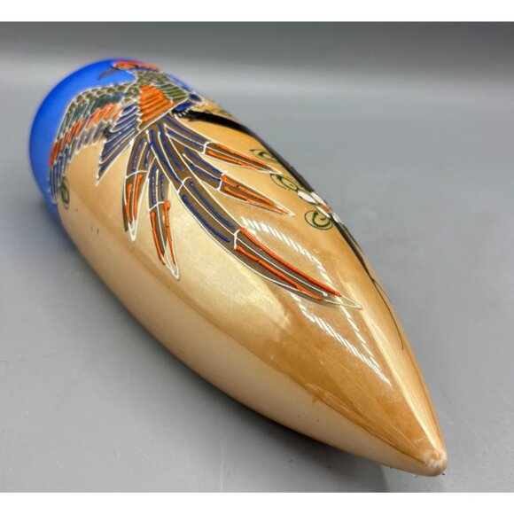 Vtg Hotta Yu Shoten Japan Lusterware Ceramic Wall Pocket Vase Hand Painted Bird - Picture 3 of 7